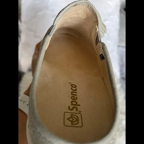 Spenco Orthotic Slip-On Slide Gray Mules - Celine Raffia Sz 7D - Picture 8 of 9